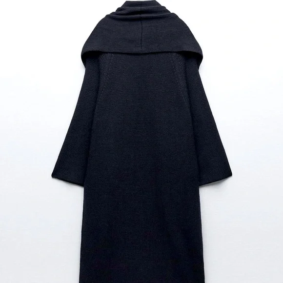 SCARF COLLAR KNIT COAT - Picture 2 of 5